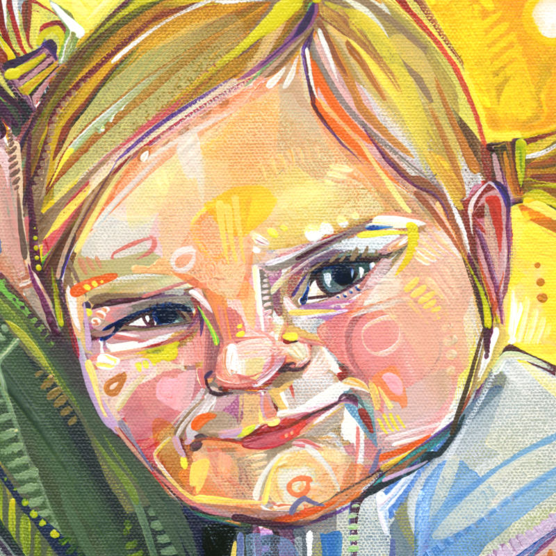 portrait d’un bébé peint à l’acrylique