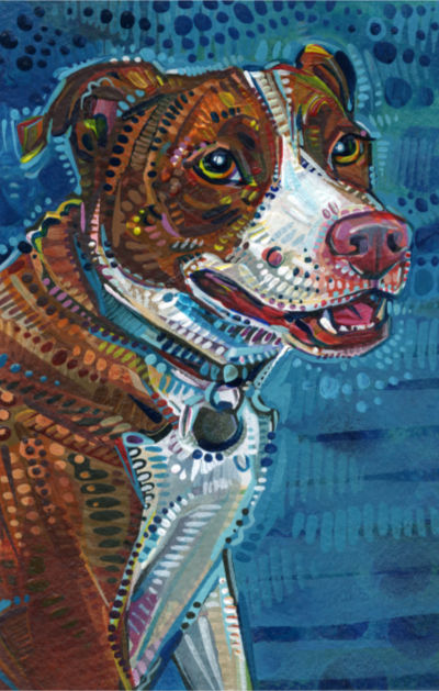 funny dog portrait by Lambertville artist Gwenn Seemel