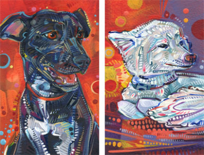 portrait de deux chiennes par Gwenn Seemel