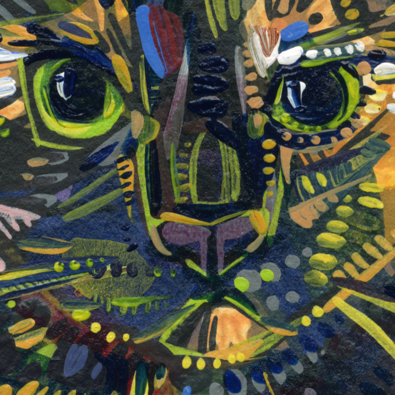 painterly portrait of a tortoise shell cat