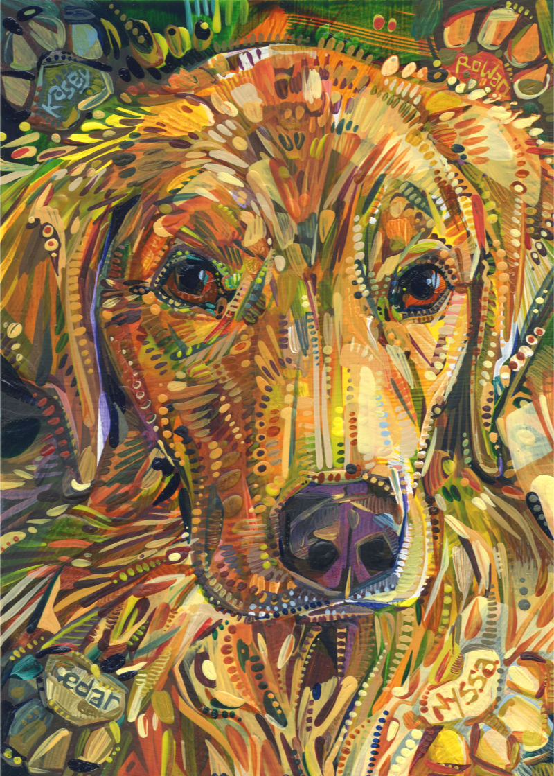 Golden Retriever painting, commissioned artwork by pet portraitist Gwenn Seemel