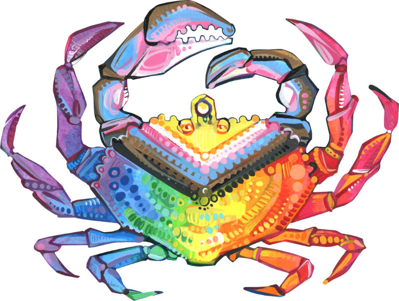 Progress Pride flag crab design illustration