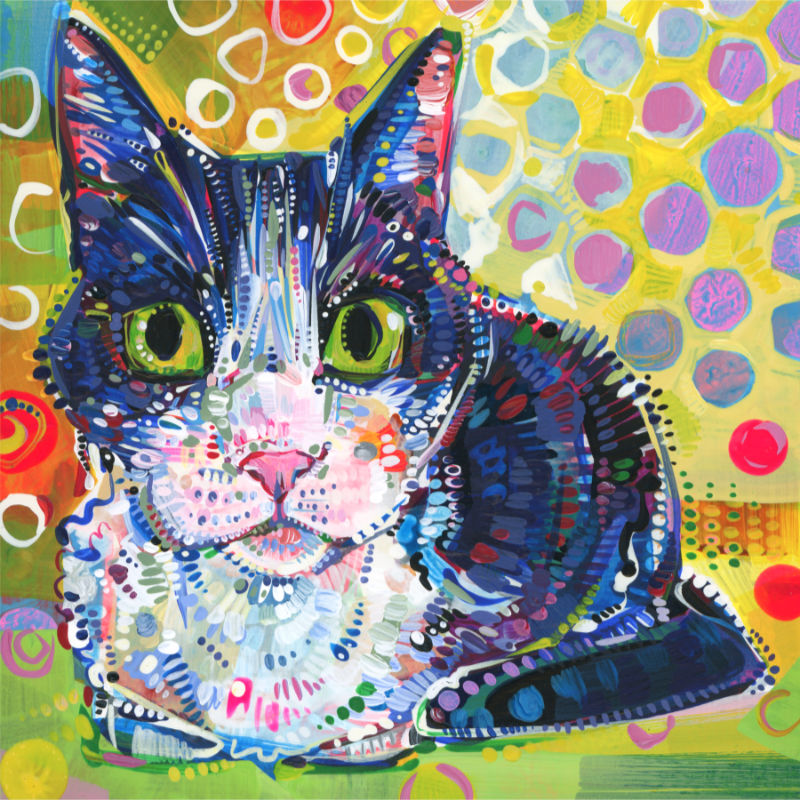 chat, peinture acrylique par l’artiste animalier Gwenn Seemel