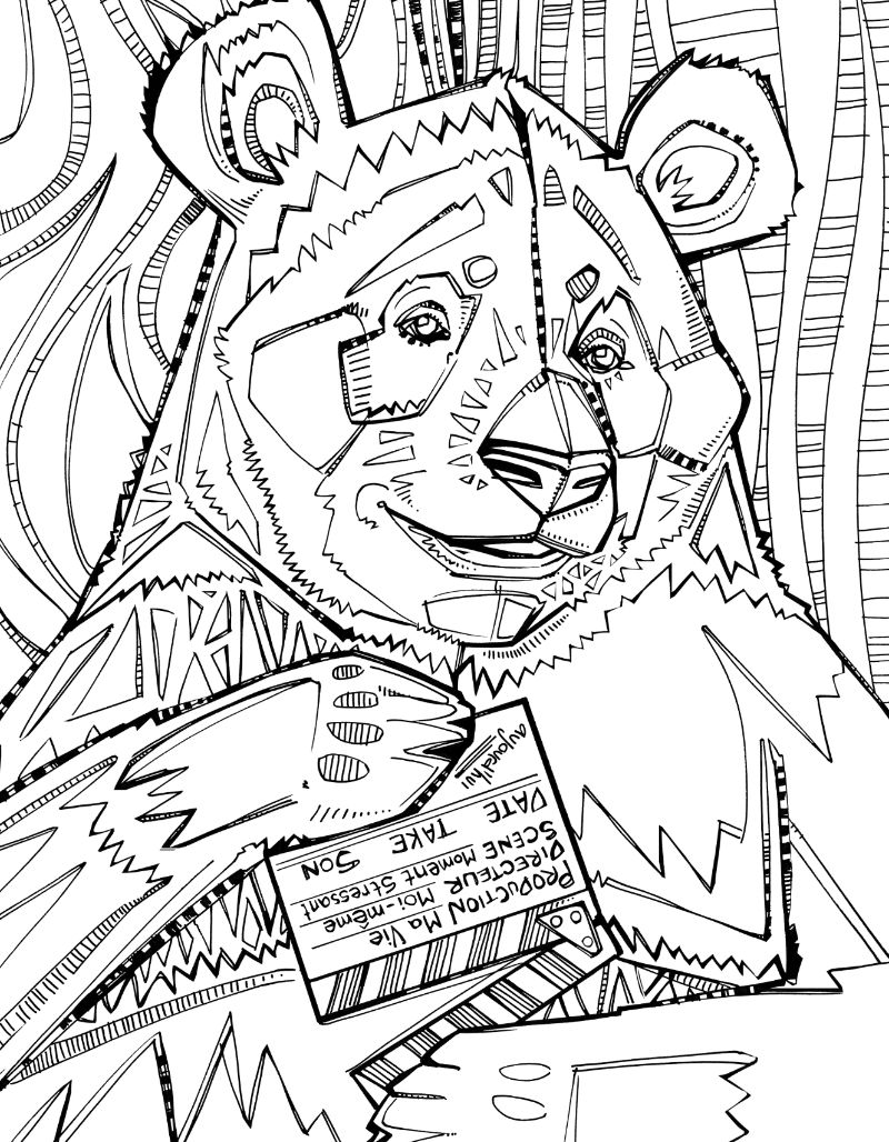 page de cahier de coloriage montrant un panda