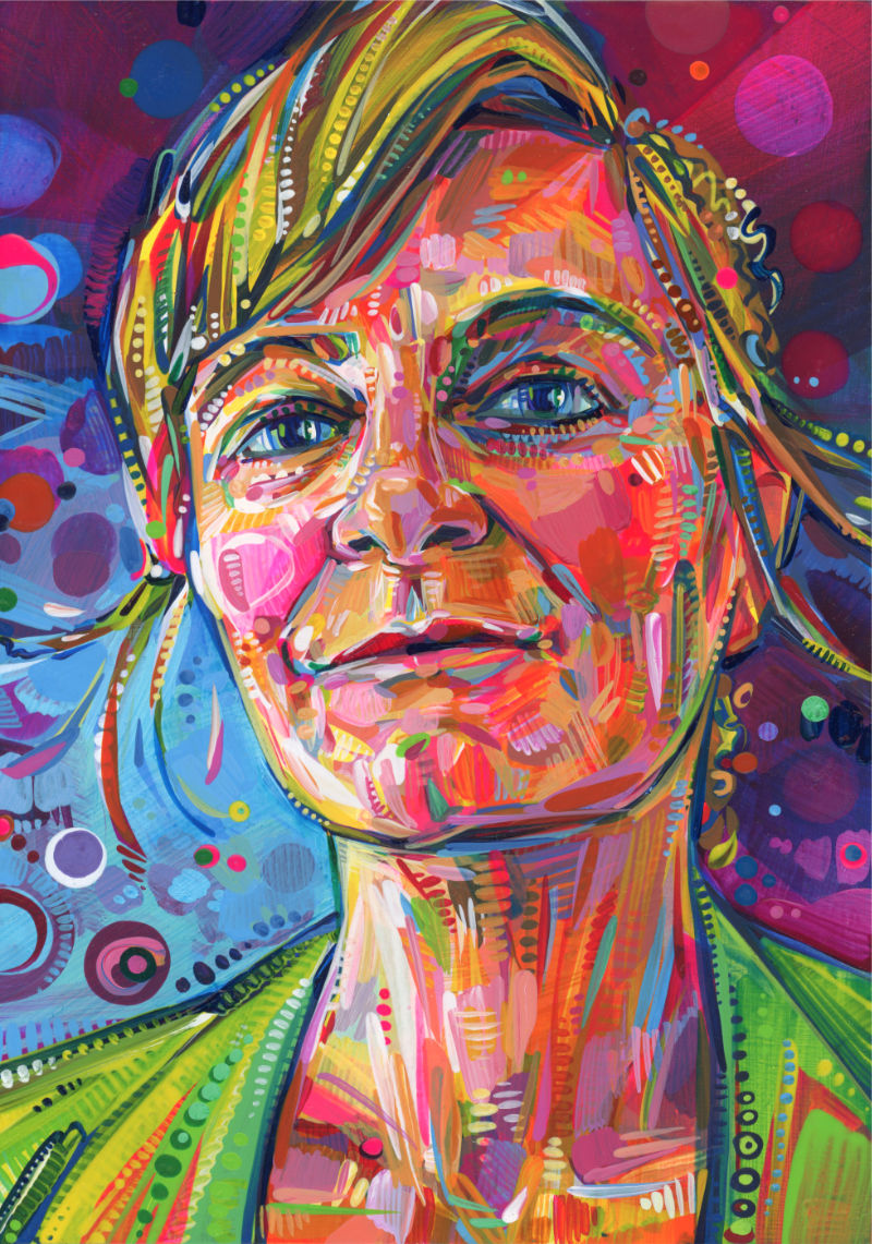 Gwenn Seemel self-portrait painting in a painterly dynamic style