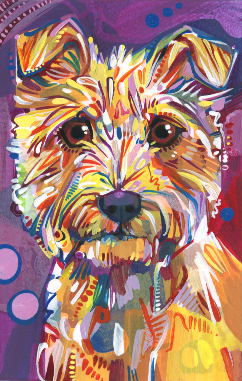 illustration d’un chien, peinte à l’acrylique