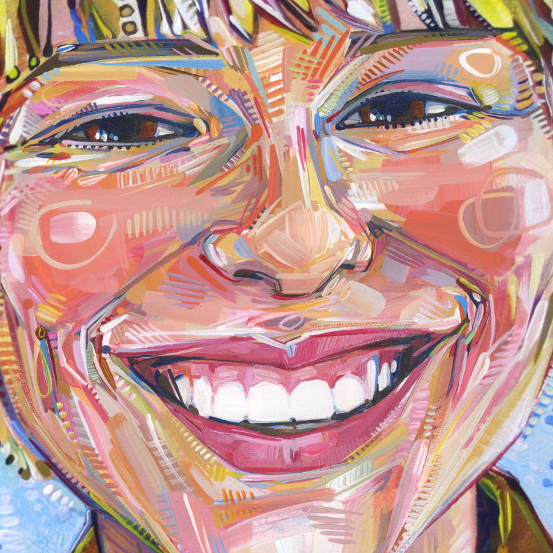 détail d’un portrait d’une adolescente souriante