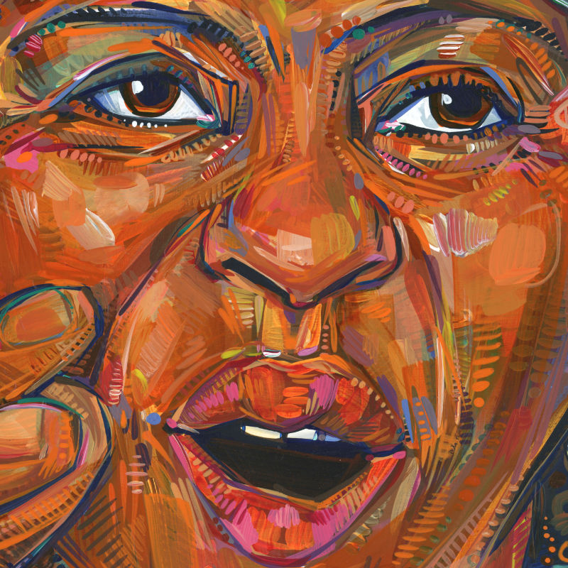 detail image of a painting of activist Fannie Lou Hamer