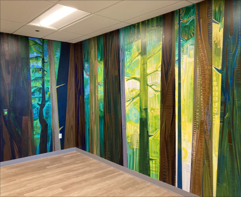 detail image of forest mural