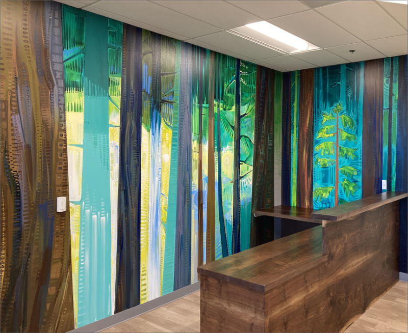 detail image of forest mural