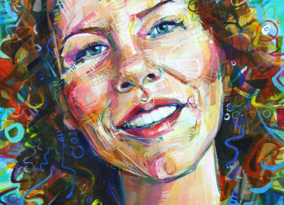 curly red hair smile artwork