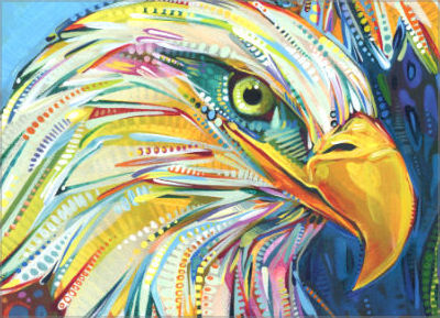 portrait d&rsquo;un pygargue &agrave; t&ecirc;te blanche peint par Gwenn Seemel