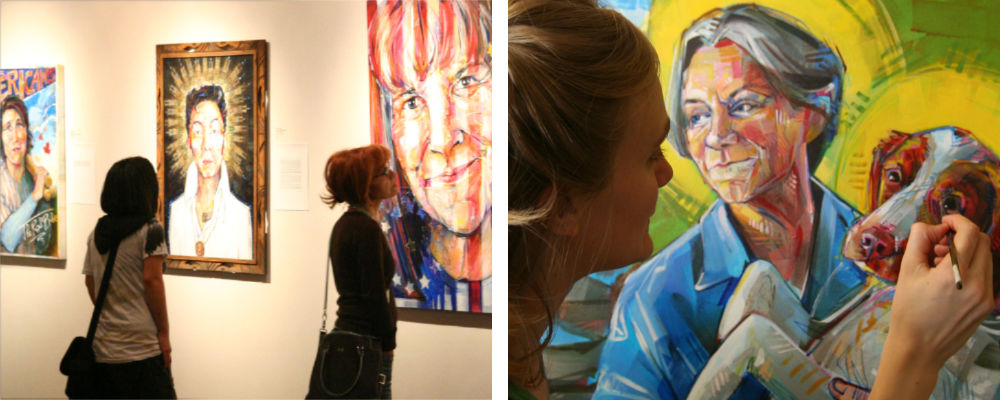 art by Gwenn Seemel and the American artist in her studio in 2009