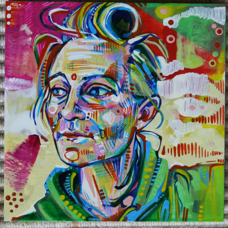 painting a portrait with acrylic paints