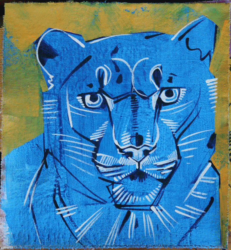 processus pour peindre un léopard des neiges à l’acrylique