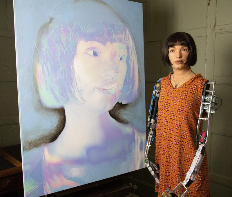 Ai-Da Robot with self-portrait