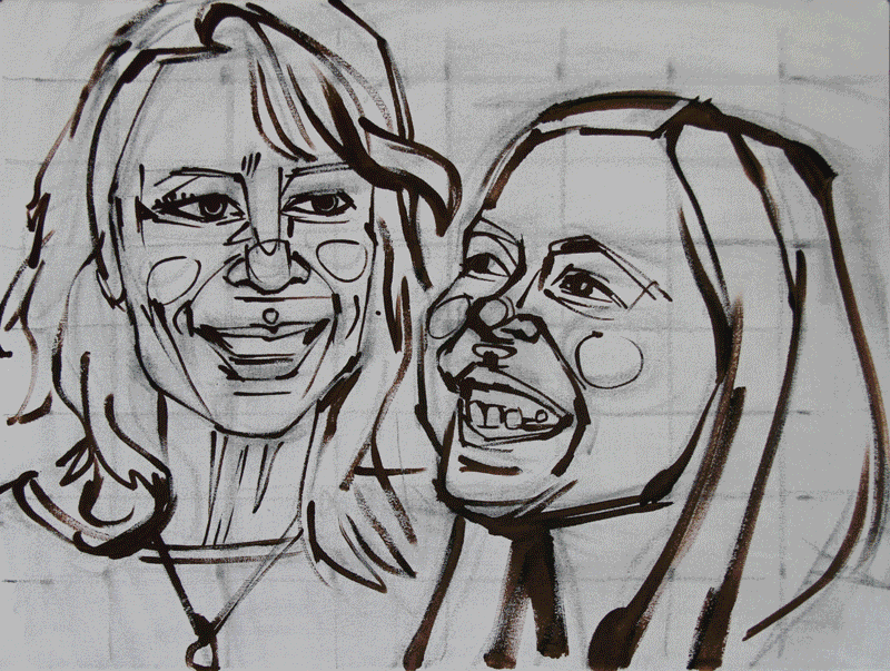 peindre un double portrait d’une maman et sa fille