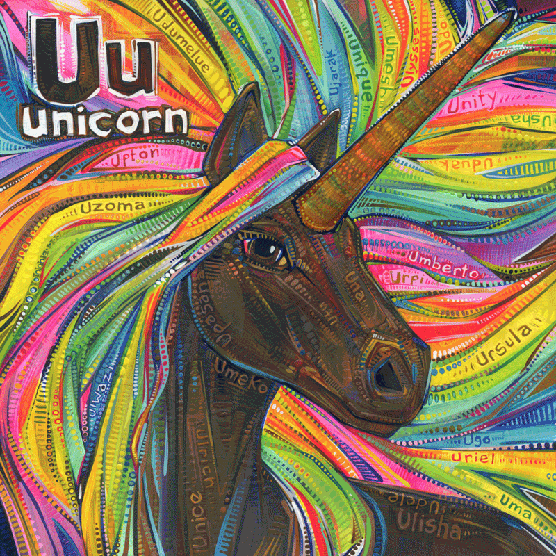 U is for unicorn, an illustration by Gwenn Seemel