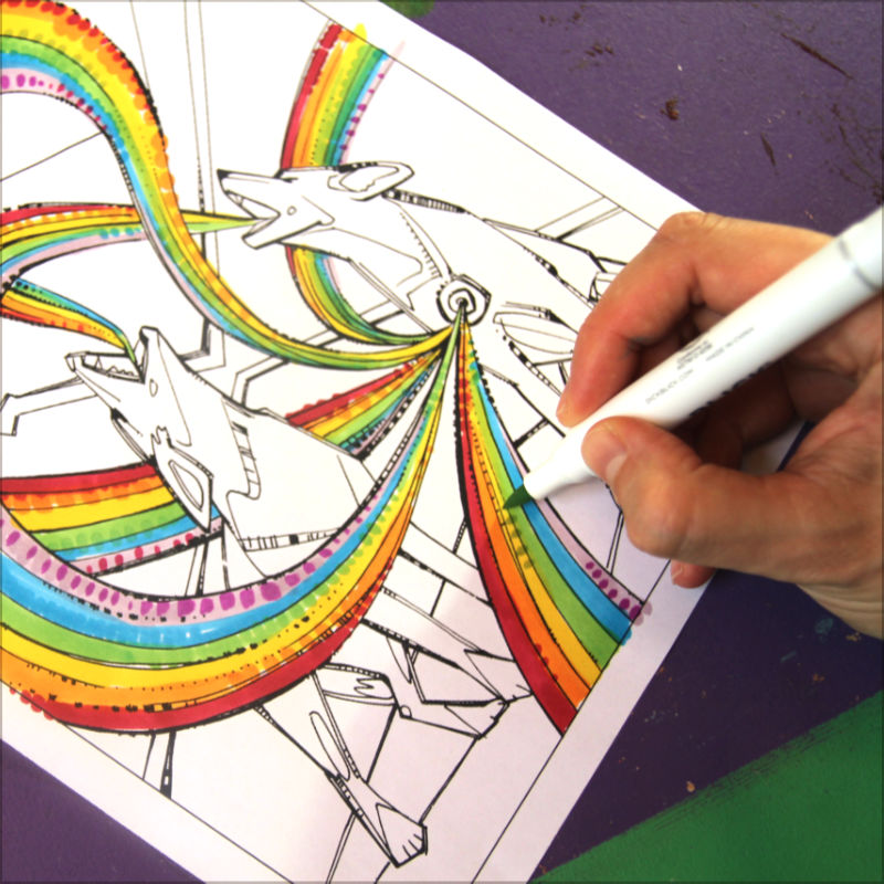 coloring in a coloring book page