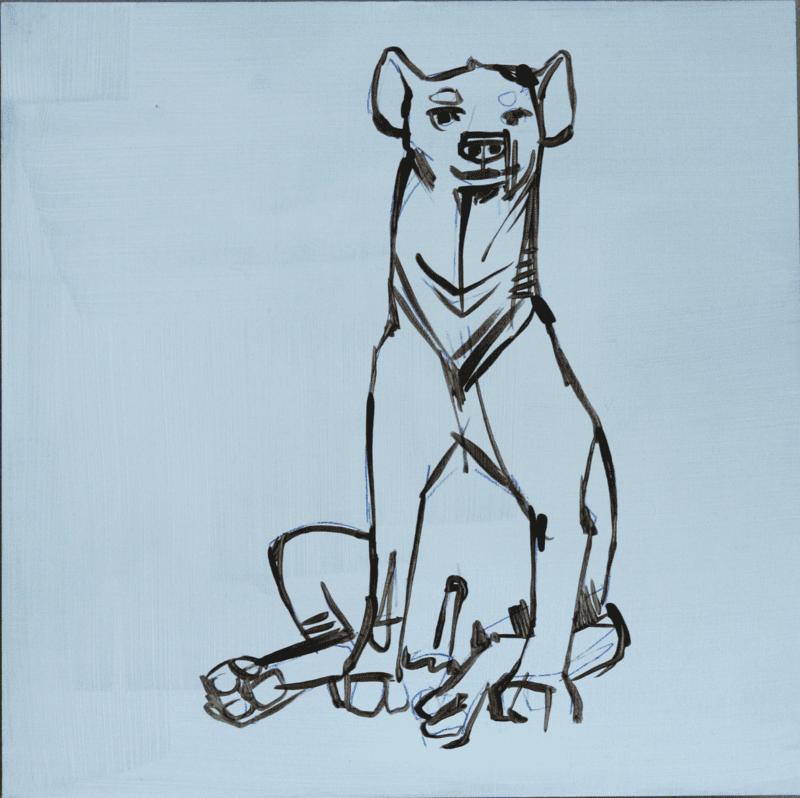 process of painting a spotted hyena